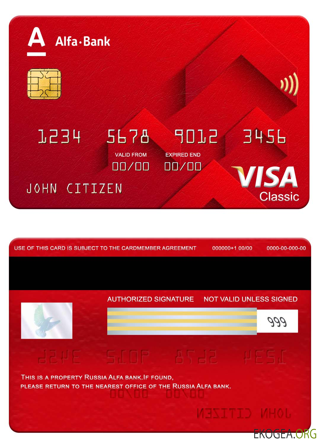 Carte classique visa banque Alfa Russie